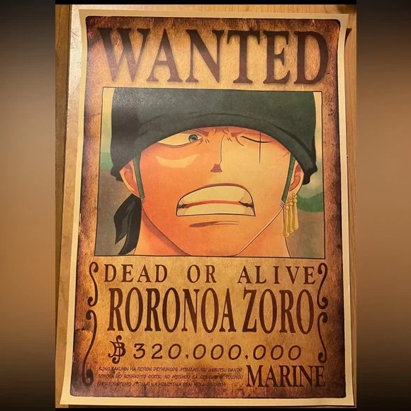 Onepiece | Other | One Piece Dead Or Alive Zoro Wanted Poster